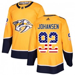 Nashville Predators Ryan Johansen 92 2017-18 Adidas Gold USA Flag Fashion NHL Jersey Authentic