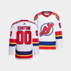 New Jersey Devils Custom Adidas 2022-2023 Reverse Retro White NHL Jersey Authentic