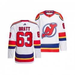 New Jersey Devils JESPER BRATT 63 Adidas 2022-2023 Reverse Retro White NHL Jersey Authentic