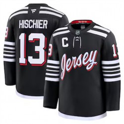 New Jersey Devils Nico Hischier 13 Fanatics 2024-2025 Third Black NHL Jersey Authentic