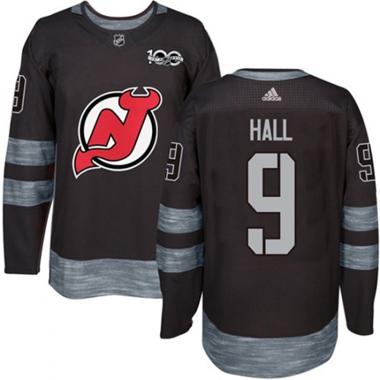 New Jersey Devils Taylor Hall 9 1917-2017 100th Anniversary Adidas Black NHL Jersey Authentic