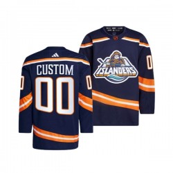 New York Islanders Custom Adidas 2022-2023 Reverse Retro Navy NHL Jersey Authentic
