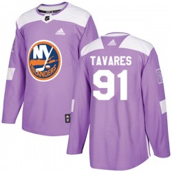 New York Islanders John Tavares 91 2017-18 Adidas Purple Fights Cancer Practice NHL Jersey Authentic