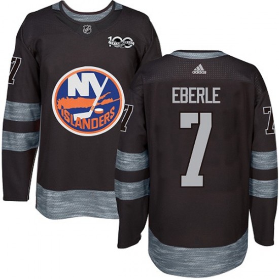 New York Islanders Jordan Eberle 7 1917-2017 100th Anniversary Adidas Black NHL Jersey Authentic