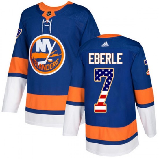 New York Islanders Jordan Eberle 7 2017-18 Adidas Blue USA Flag Fashion NHL Jersey Authentic