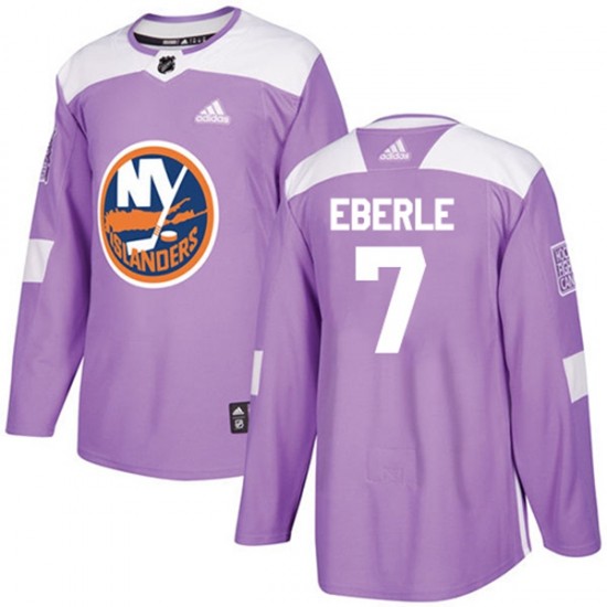 New York Islanders Jordan Eberle 7 2017-18 Adidas Purple Fights Cancer Practice NHL Jersey Authentic