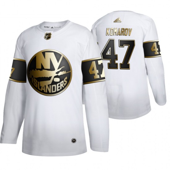 New York Islanders Leo Komarov 47 Adidas 2019-20 Authentic Golden Edition White NHL Jersey