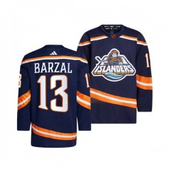 New York Islanders MATHEW BARZAL 13 Adidas 2022-2023 Reverse Retro Navy NHL Jersey Authentic