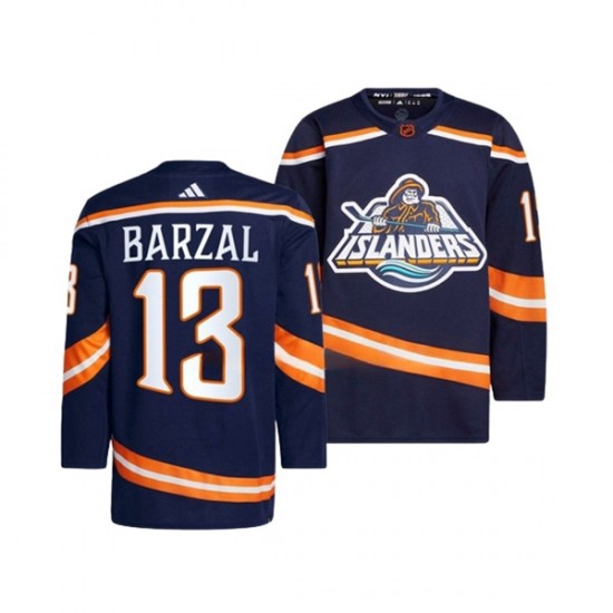 New York Islanders MATHEW BARZAL 13 Adidas 2022-2023 Reverse Retro Navy NHL Jersey Authentic