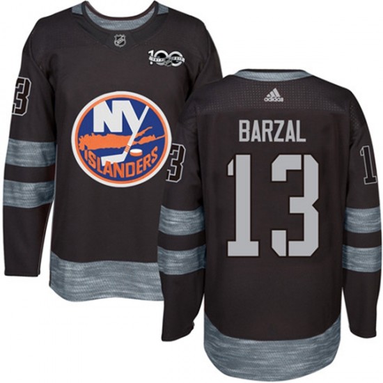 New York Islanders Mathew Barzal 13 1917-2017 100th Anniversary Adidas Black NHL Jersey Authentic