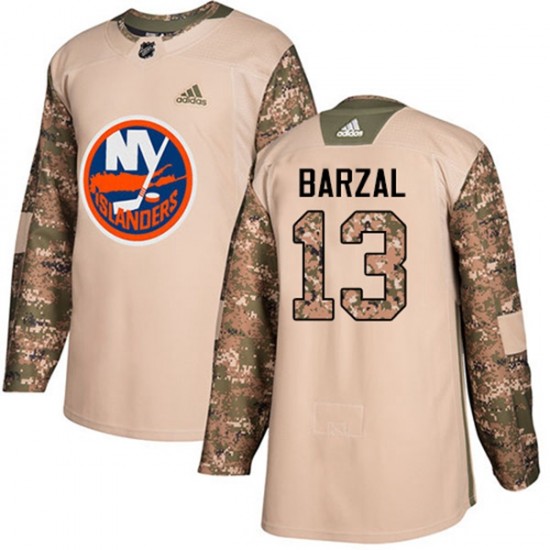 New York Islanders Mathew Barzal 13 2017-18 Adidas Camo Veterans Day Practice NHL Jersey Authentic