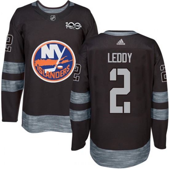 New York Islanders Nick Leddy 2 1917-2017 100th Anniversary Adidas Black NHL Jersey Authentic