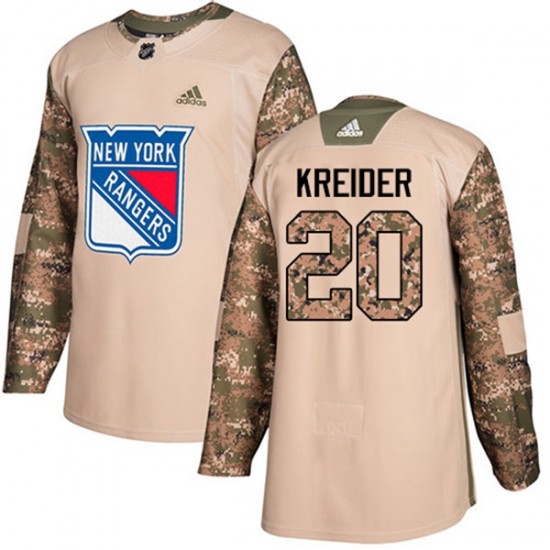 New York Rangers Chris Kreider 20 2017-18 Adidas Camo Veterans Day Practice NHL Jersey Authentic