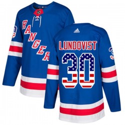 New York Rangers Henrik Lundqvist 30 2017-18 Adidas Blue USA Flag Fashion NHL Jersey Authentic
