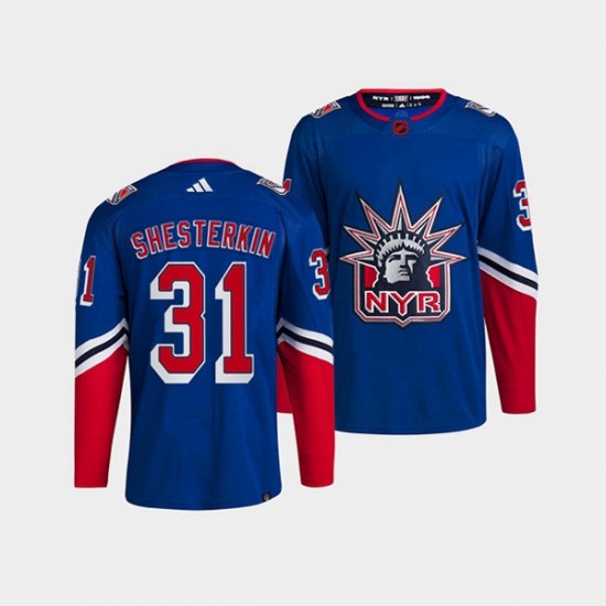 New York Rangers Igor Shesterkin 31 Adidas 2022-2023 Reverse Retro Blue NHL Jersey Authentic