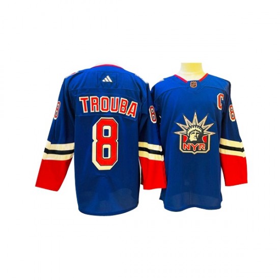 New York Rangers Jacob Trouba 8 Adidas 2022-2023 Reverse Retro Blue NHL Jersey Authentic