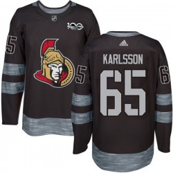 Ottawa Senators Erik Karlsson 65 1917-2017 100th Anniversary Adidas Black NHL Jersey Authentic