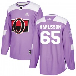 Ottawa Senators Erik Karlsson 65 2017-18 Adidas Purple Fights Cancer Practice NHL Jersey Authentic