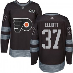 Philadelphia Flyers Brian Elliott 37 1917-2017 100th Anniversary Adidas Black NHL Jersey Authentic
