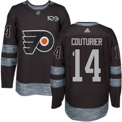 Philadelphia Flyers Sean Couturier 14 1917-2017 100th Anniversary Adidas Black NHL Jersey Authentic