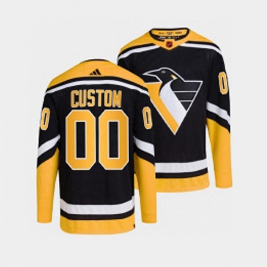 Pittsburgh Penguins Custom Adidas 2022-2023 Reverse Retro Black NHL Jersey Authentic
