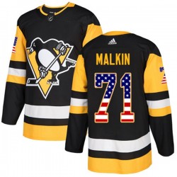 Pittsburgh Penguins Evgeni Malkin 71 2017-18 Adidas Black USA Flag Fashion NHL Jersey Authentic