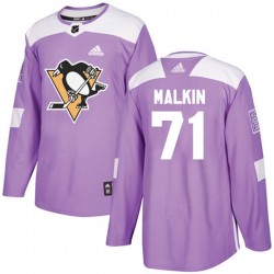 Pittsburgh Penguins Evgeni Malkin 71 2017-18 Adidas Purple Fights Cancer Practice NHL Jersey Authentic