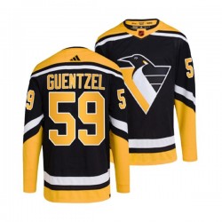 Pittsburgh Penguins JAKE GUENTZEL 59 Adidas 2022-2023 Reverse Retro Black NHL Jersey Authentic