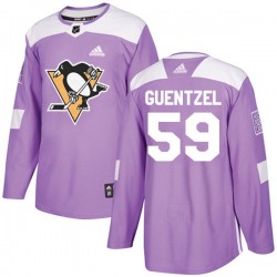 Pittsburgh Penguins Jake Guentzel 59 2017-18 Adidas Purple Fights Cancer Practice NHL Jersey Authentic