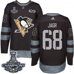 Pittsburgh Penguins Jaromir Jagr 68 1917-2017 100th Anniversary Adidas Black 2017 Stanley Cup Champions NHL Jersey Authentic