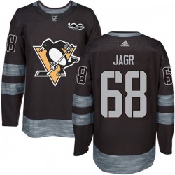 Pittsburgh Penguins Jaromir Jagr 68 1917-2017 100th Anniversary Adidas Black NHL Jersey Authentic