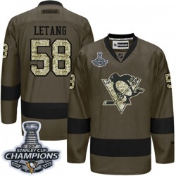 Pittsburgh Penguins Kris Letang 58 2017-18 Adidas Camo Green 2017 Stanley Cup Champions NHL Jersey Authentic