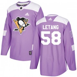 Pittsburgh Penguins Kris Letang 58 2017-18 Adidas Purple Fights Cancer Practice NHL Jersey Authentic
