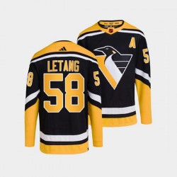 Pittsburgh Penguins Kris Letang 58 Adidas 2022-2023 Reverse Retro Black NHL Jersey Authentic