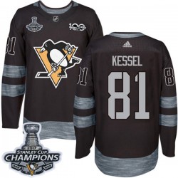 Pittsburgh Penguins Phil Kessel 81 1917-2017 100th Anniversary Adidas Black 2017 Stanley Cup Champions NHL Jersey Authentic