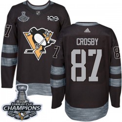 Pittsburgh Penguins Sidney Crosby 87 1917-2017 100th Anniversary Adidas Black 2017 Stanley Cup Champions NHL Jersey Authentic