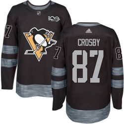 Pittsburgh Penguins Sidney Crosby 87 1917-2017 100th Anniversary Adidas Black NHL Jersey Authentic
