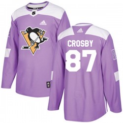 Pittsburgh Penguins Sidney Crosby 87 2017-18 Adidas Purple Fights Cancer Practice NHL Jersey Authentic