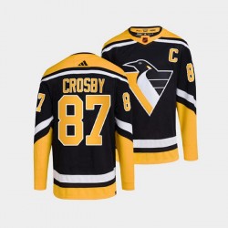 Pittsburgh Penguins Sidney Crosby 87 Adidas 2022-2023 Reverse Retro Black NHL Jersey Authentic