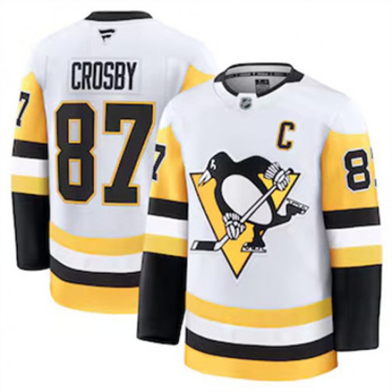 Pittsburgh Penguins Sidney Crosby 87 Fanatics 2024-2025 Away White NHL Jersey Authentic