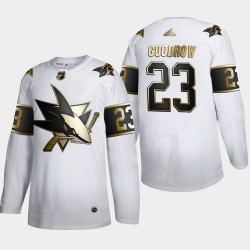 San Jose Sharks Barclay Goodrow 23 Adidas 2019-20 Authentic Golden Edition White NHL Jersey