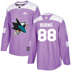 San Jose Sharks Brent Burns 88 2017-18 Adidas Purple Fights Cancer Practice NHL Jersey Authentic
