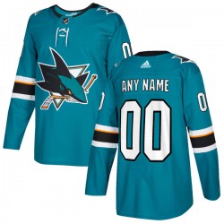 San Jose Sharks Custom 2017-18 Adidas Teal NHL Jersey Authentic