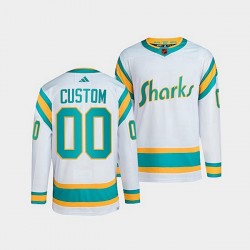 San Jose Sharks Custom Adidas 2022 Reverse Retro White NHL Jersey Authentic