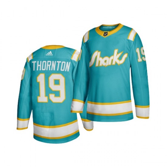 San Jose Sharks JOE THORNTON 19 Adidas Throwback Blue NHL Jersey Authentic