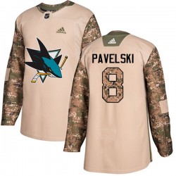 San Jose Sharks Joe Pavelski 8 2017-18 Adidas Camo Veterans Day Practice NHL Jersey Authentic