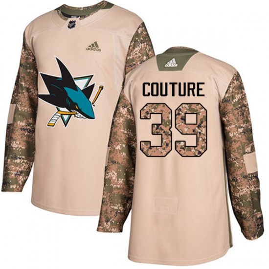 San Jose Sharks Logan Couture 39 2017-18 Adidas Camo Veterans Day Practice NHL Jersey Authentic