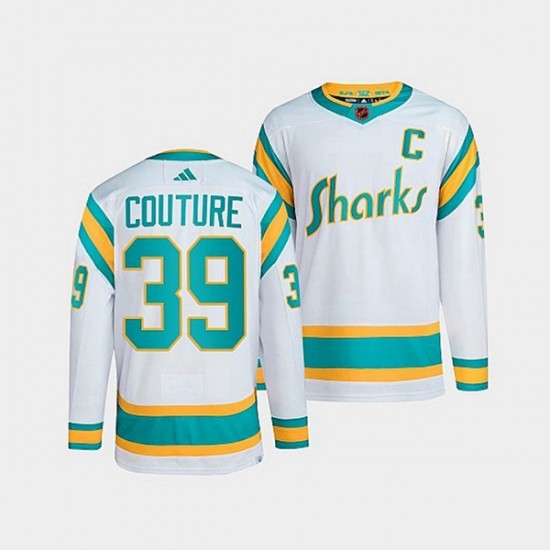 San Jose Sharks Logan Couture 39 Adidas 2022 Reverse Retro White NHL Jersey Authentic