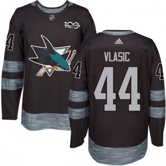 San Jose Sharks Marc-Edouard Vlasic 44 1917-2017 100th Anniversary Adidas Black NHL Jersey Authentic