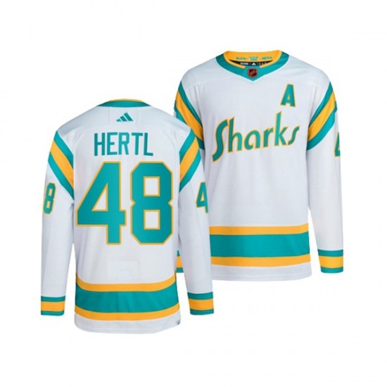 San Jose Sharks TOMAS HERTL 48 Adidas 2022 Reverse Retro White NHL Jersey Authentic